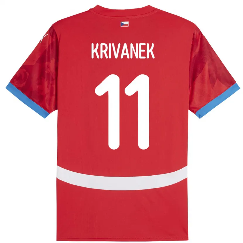 Danxen Enfant Maillot Tchéquie Jan Krivanek #11 Rouge Tenues Domicile 24-26 T-Shirt
