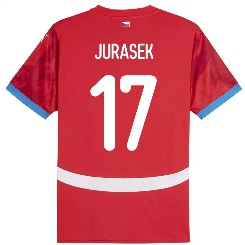 Danxen Enfant Maillot Tchéquie Patrik Jurasek #17 Rouge Tenues Domicile 24-26 T-Shirt