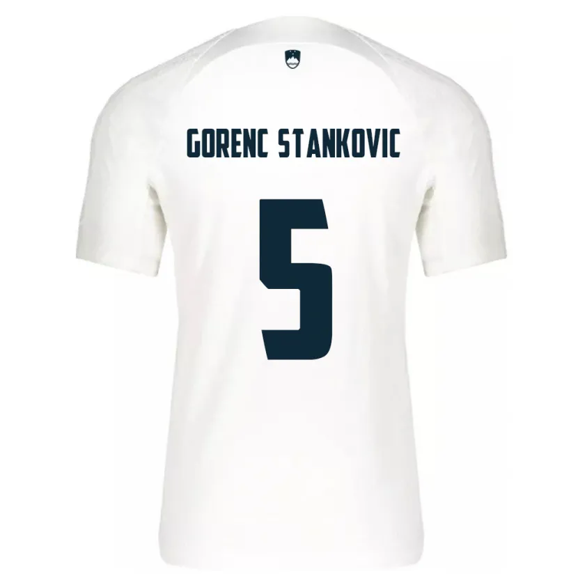 Danxen Enfant Maillot Slovénie Jon Gorenc Stankovic #5 Blanc Tenues Domicile 24-26 T-Shirt