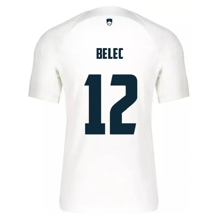 Danxen Enfant Maillot Slovénie Vid Belec #12 Blanc Tenues Domicile 24-26 T-Shirt