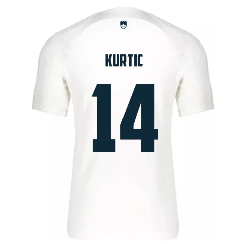 Danxen Enfant Maillot Slovénie Jasmin Kurtic #14 Blanc Tenues Domicile 24-26 T-Shirt