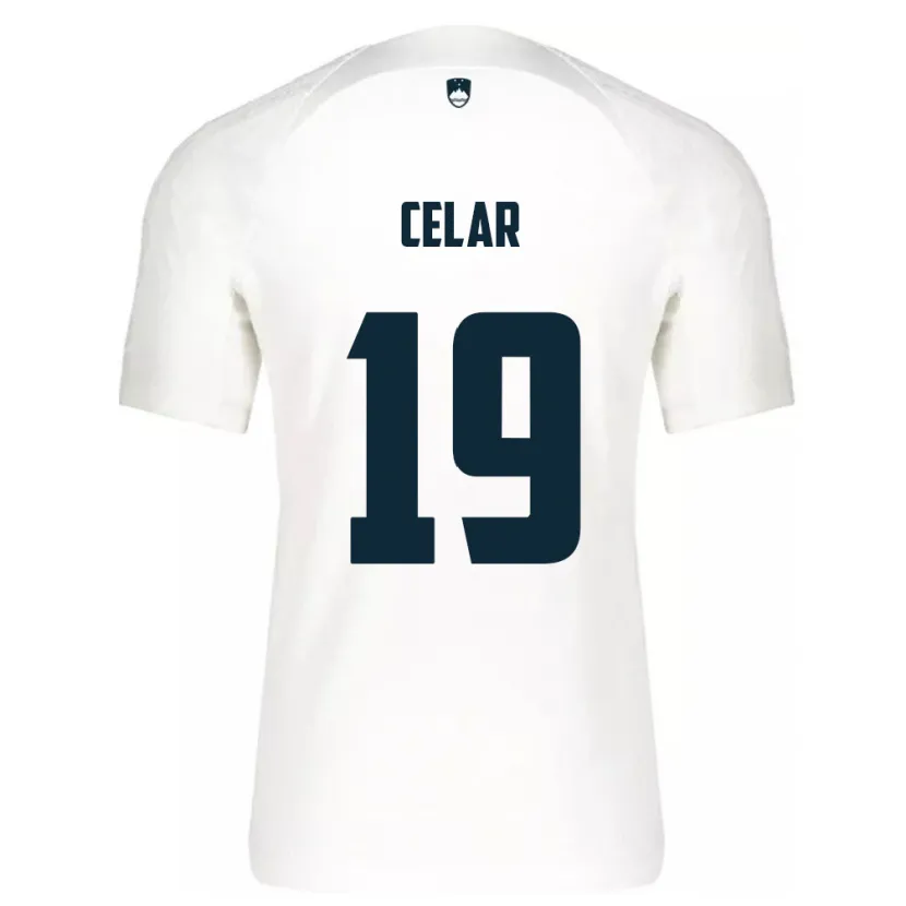 Danxen Enfant Maillot Slovénie Zan Celar #19 Blanc Tenues Domicile 24-26 T-Shirt