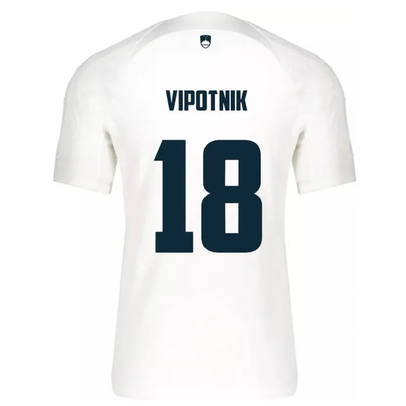 Danxen Enfant Maillot Slovénie Zan Vipotnik #18 Blanc Tenues Domicile 24-26 T-Shirt