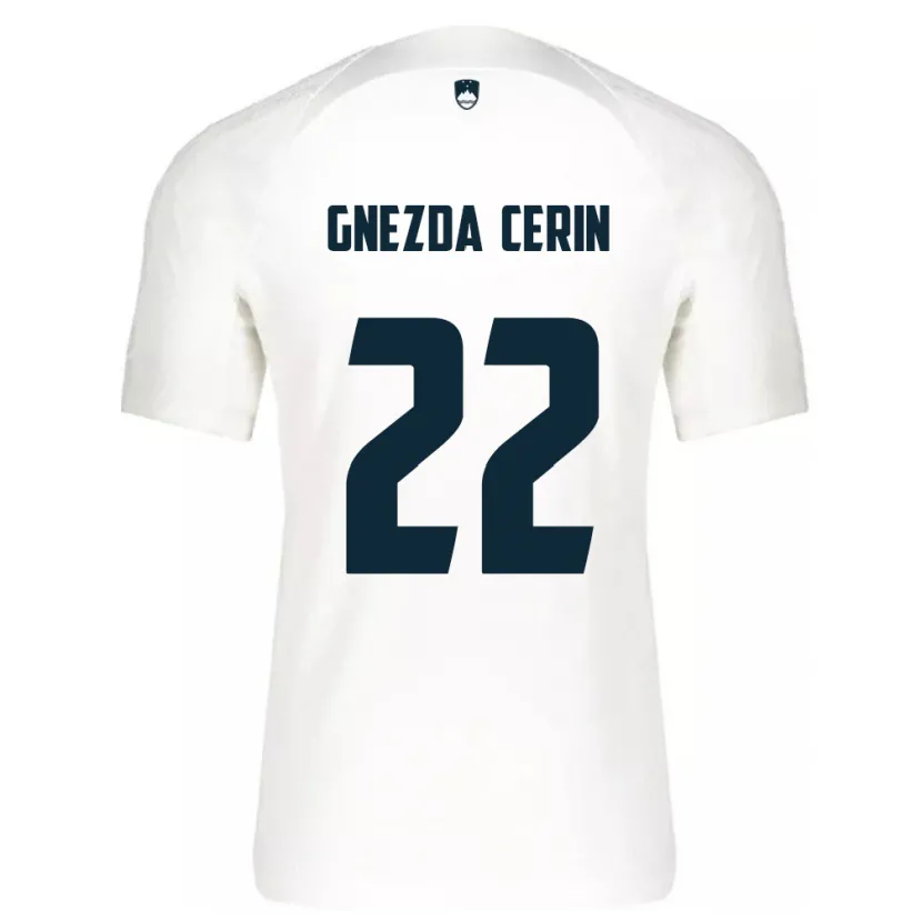 Danxen Enfant Maillot Slovénie Adam Gnezda Cerin #22 Blanc Tenues Domicile 24-26 T-Shirt
