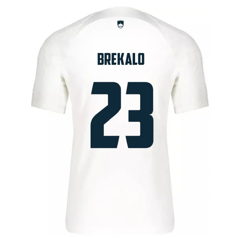 Danxen Enfant Maillot Slovénie David Brekalo #23 Blanc Tenues Domicile 24-26 T-Shirt