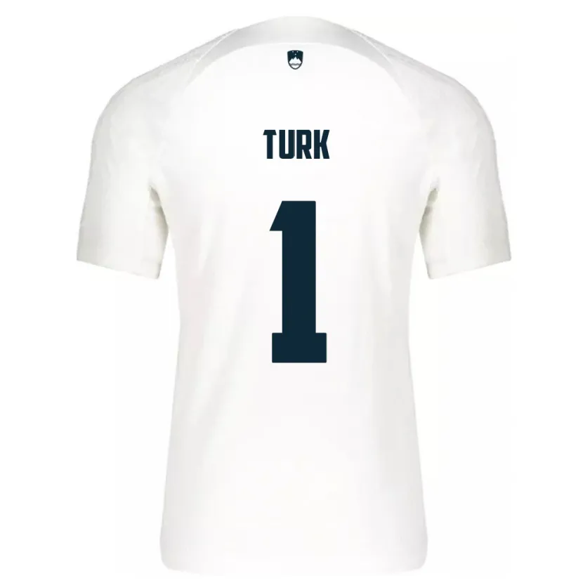 Danxen Enfant Maillot Slovénie Martin Turk #1 Blanc Tenues Domicile 24-26 T-Shirt