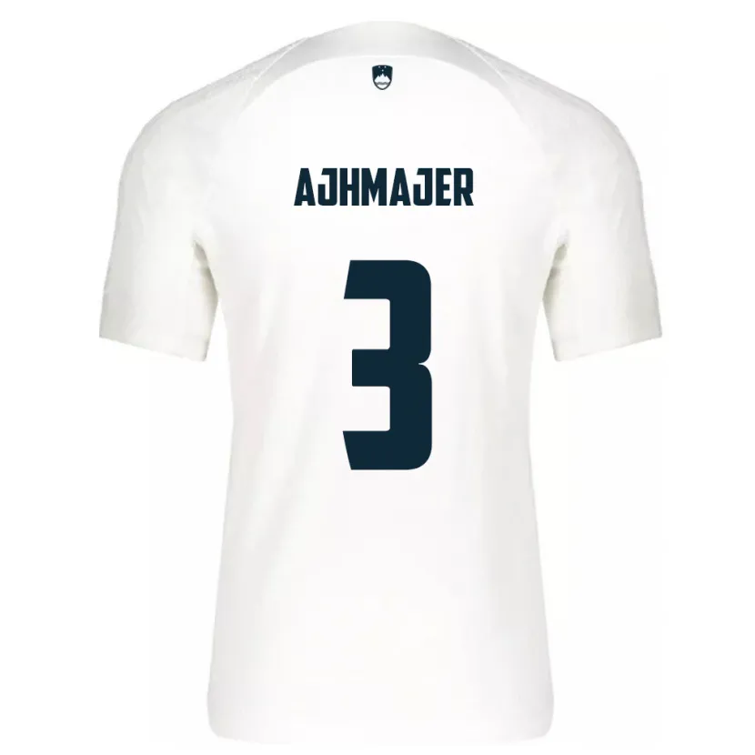 Danxen Enfant Maillot Slovénie Nejc Ajhmajer #3 Blanc Tenues Domicile 24-26 T-Shirt