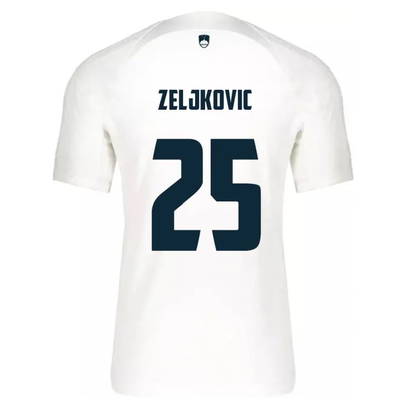 Danxen Enfant Maillot Slovénie Adrian Zeljkovic #25 Blanc Tenues Domicile 24-26 T-Shirt