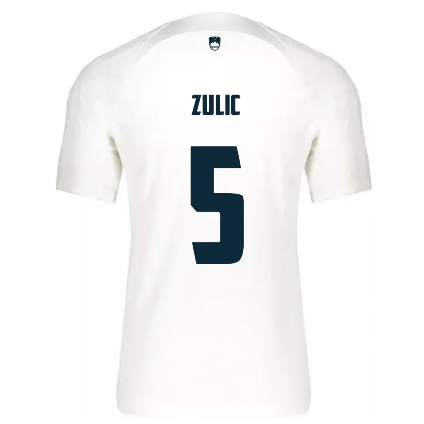 Danxen Enfant Maillot Slovénie Anel Zulic #5 Blanc Tenues Domicile 24-26 T-Shirt
