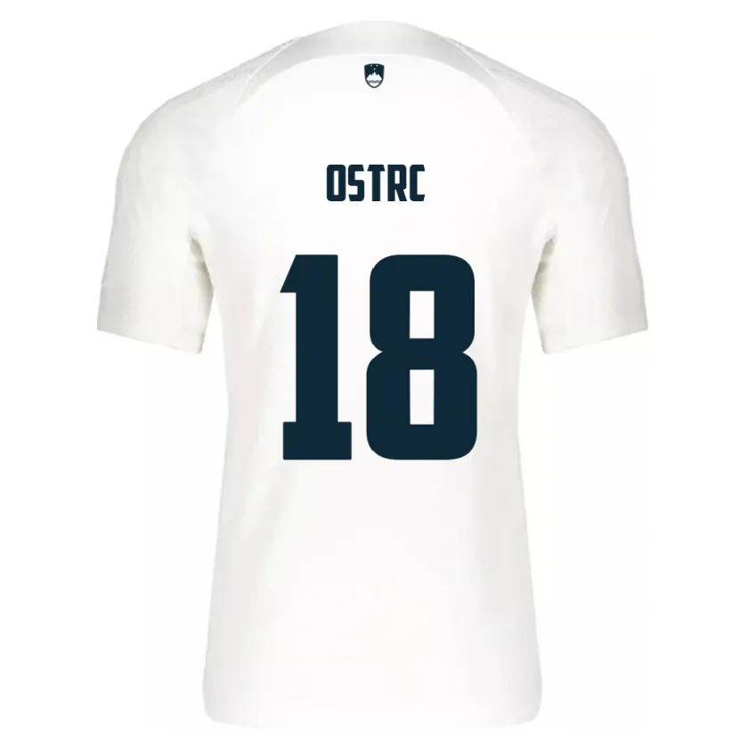 Danxen Enfant Maillot Slovénie Enrik Ostrc #18 Blanc Tenues Domicile 24-26 T-Shirt