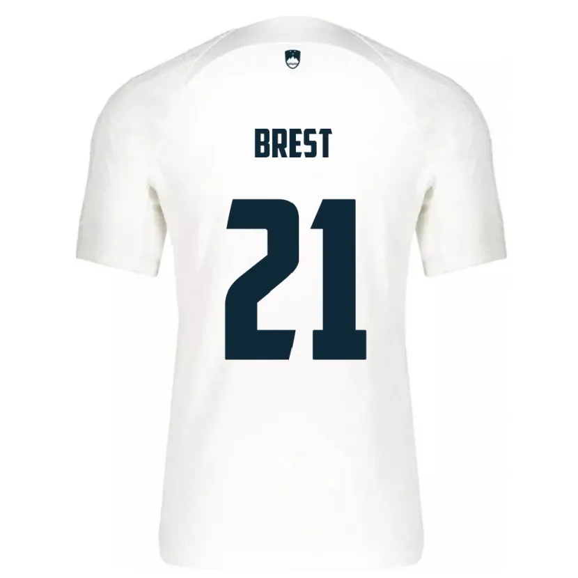 Danxen Enfant Maillot Slovénie Marko Brest #21 Blanc Tenues Domicile 24-26 T-Shirt