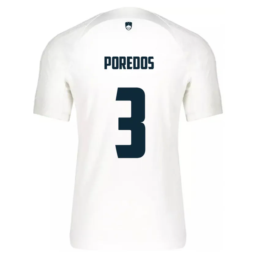 Danxen Enfant Maillot Slovénie Luka Poredos #3 Blanc Tenues Domicile 24-26 T-Shirt