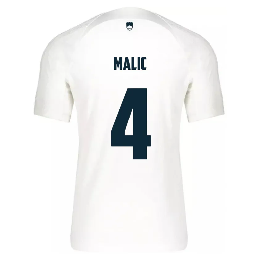 Danxen Enfant Maillot Slovénie Arjan Malic #4 Blanc Tenues Domicile 24-26 T-Shirt