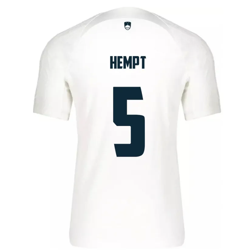 Danxen Enfant Maillot Slovénie Lukas Hempt #5 Blanc Tenues Domicile 24-26 T-Shirt