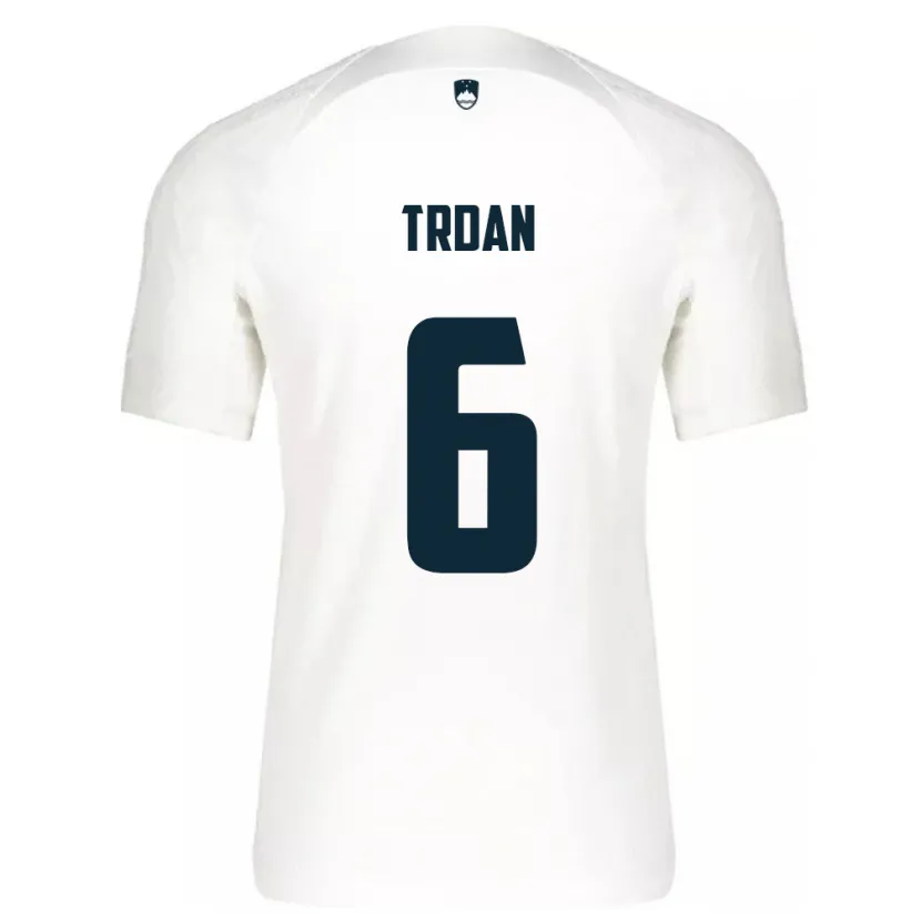 Danxen Enfant Maillot Slovénie Miha Trdan #6 Blanc Tenues Domicile 24-26 T-Shirt
