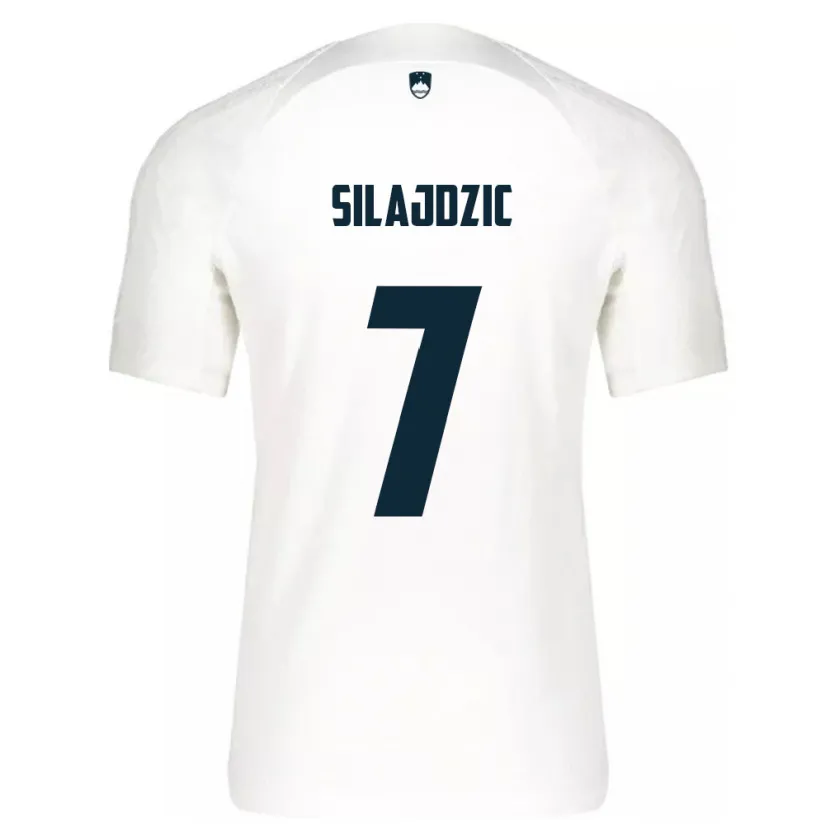 Danxen Enfant Maillot Slovénie Riad Silajdzic #7 Blanc Tenues Domicile 24-26 T-Shirt