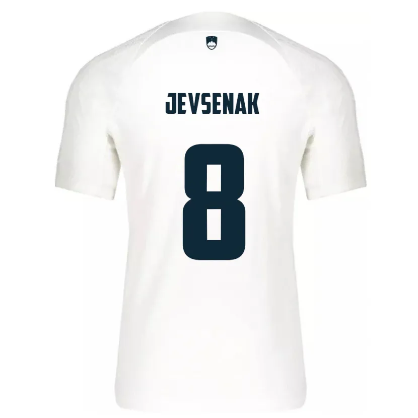 Danxen Enfant Maillot Slovénie Florjan Jevsenak #8 Blanc Tenues Domicile 24-26 T-Shirt