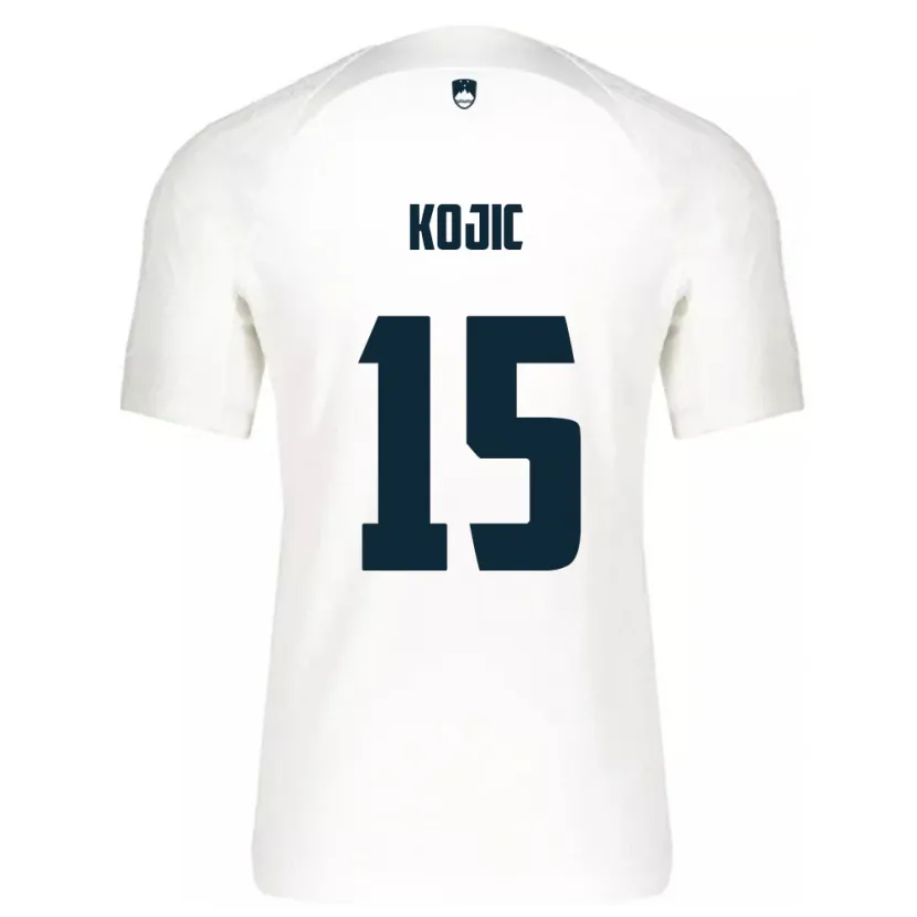 Danxen Enfant Maillot Slovénie Dino Kojic #15 Blanc Tenues Domicile 24-26 T-Shirt