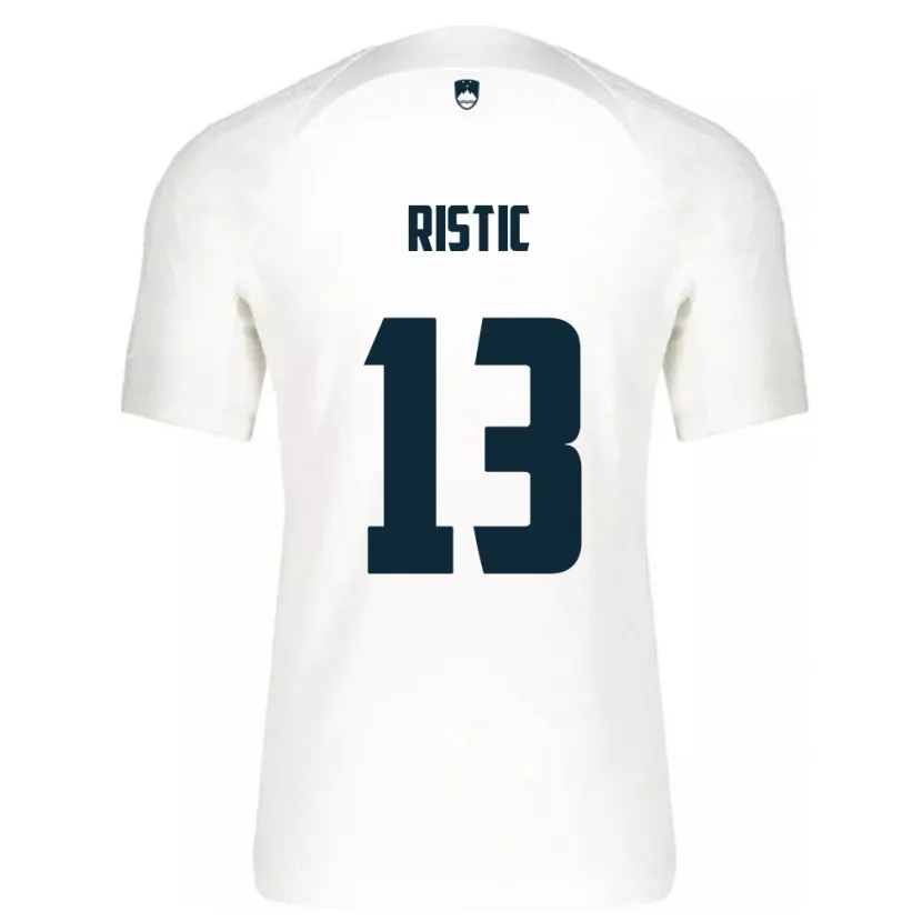 Danxen Enfant Maillot Slovénie Aleks Ristic #13 Blanc Tenues Domicile 24-26 T-Shirt