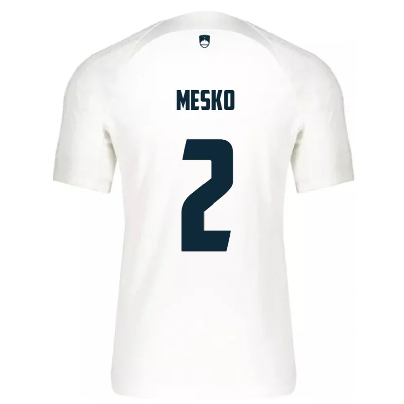 Danxen Enfant Maillot Slovénie Zan Mesko #2 Blanc Tenues Domicile 24-26 T-Shirt