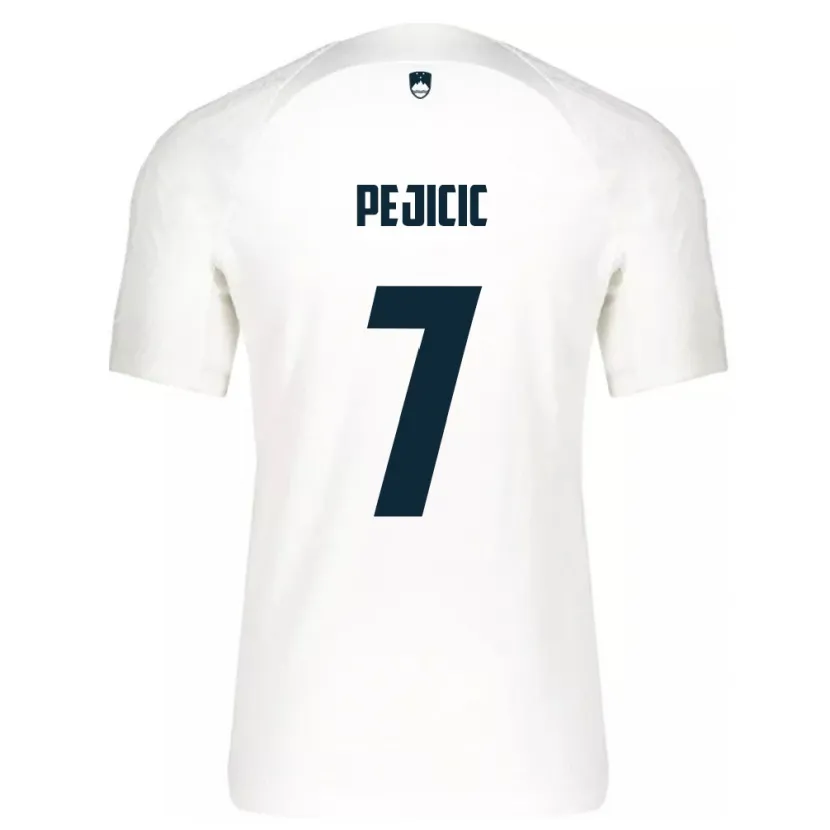 Danxen Enfant Maillot Slovénie David Pejičić #7 Blanc Tenues Domicile 24-26 T-Shirt