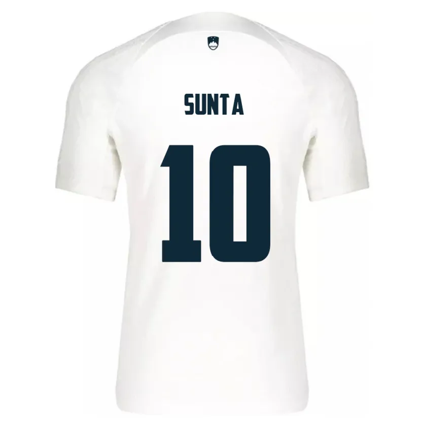 Danxen Enfant Maillot Slovénie Sven Sunta #10 Blanc Tenues Domicile 24-26 T-Shirt