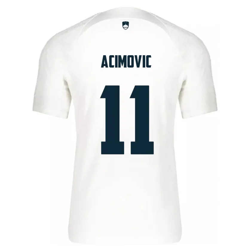 Danxen Enfant Maillot Slovénie Mateo Acimovic #11 Blanc Tenues Domicile 24-26 T-Shirt
