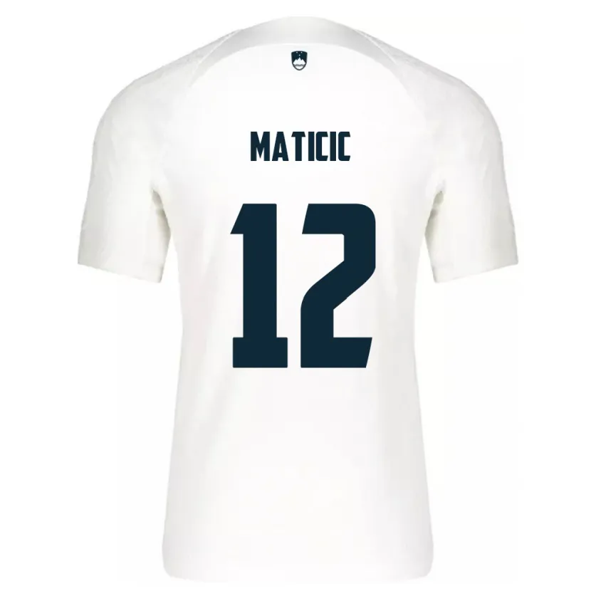 Danxen Enfant Maillot Slovénie Benjamin Maticic #12 Blanc Tenues Domicile 24-26 T-Shirt