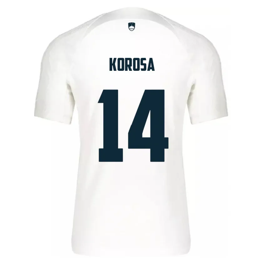 Danxen Enfant Maillot Slovénie Anej Koroša #14 Blanc Tenues Domicile 24-26 T-Shirt