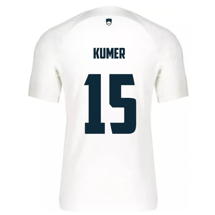 Danxen Enfant Maillot Slovénie Alin Kumer #15 Blanc Tenues Domicile 24-26 T-Shirt