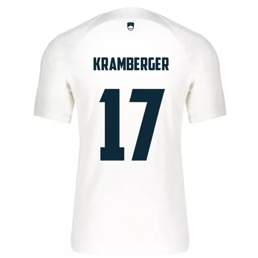 Danxen Enfant Maillot Slovénie Enej Kramberger #17 Blanc Tenues Domicile 24-26 T-Shirt