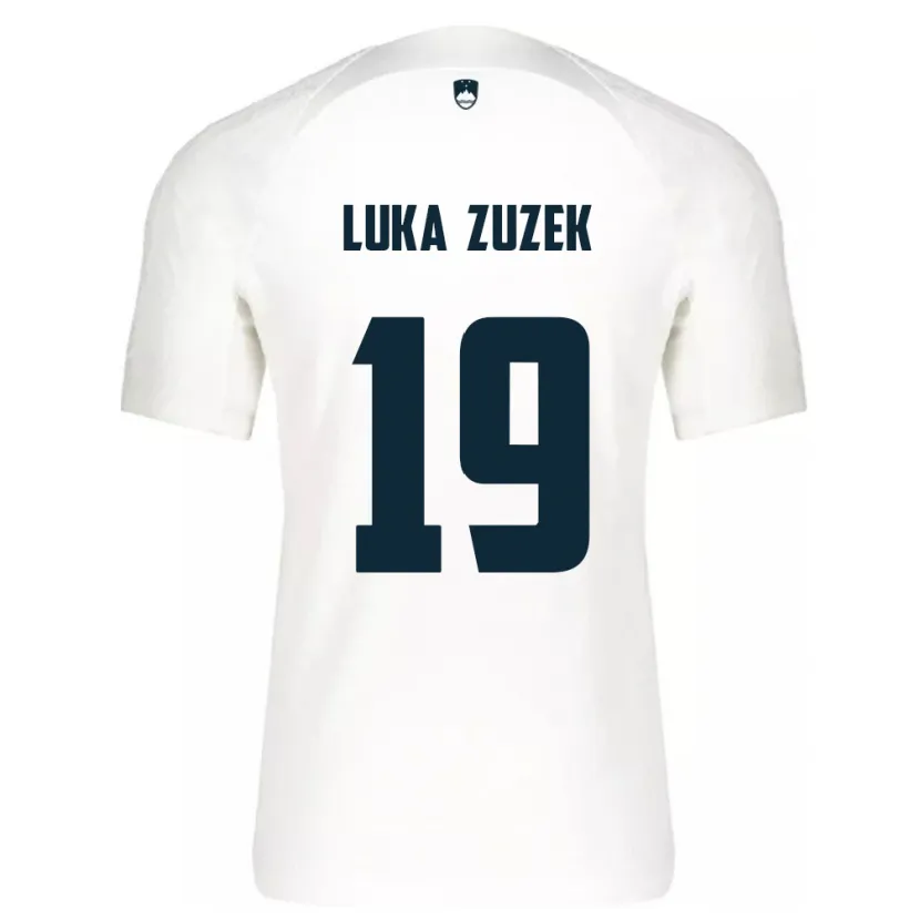 Danxen Enfant Maillot Slovénie Zan Luka Zuzek #19 Blanc Tenues Domicile 24-26 T-Shirt