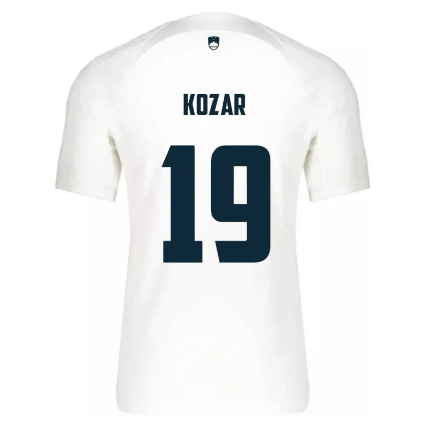 Danxen Enfant Maillot Slovénie Kristjan Kozar #19 Blanc Tenues Domicile 24-26 T-Shirt