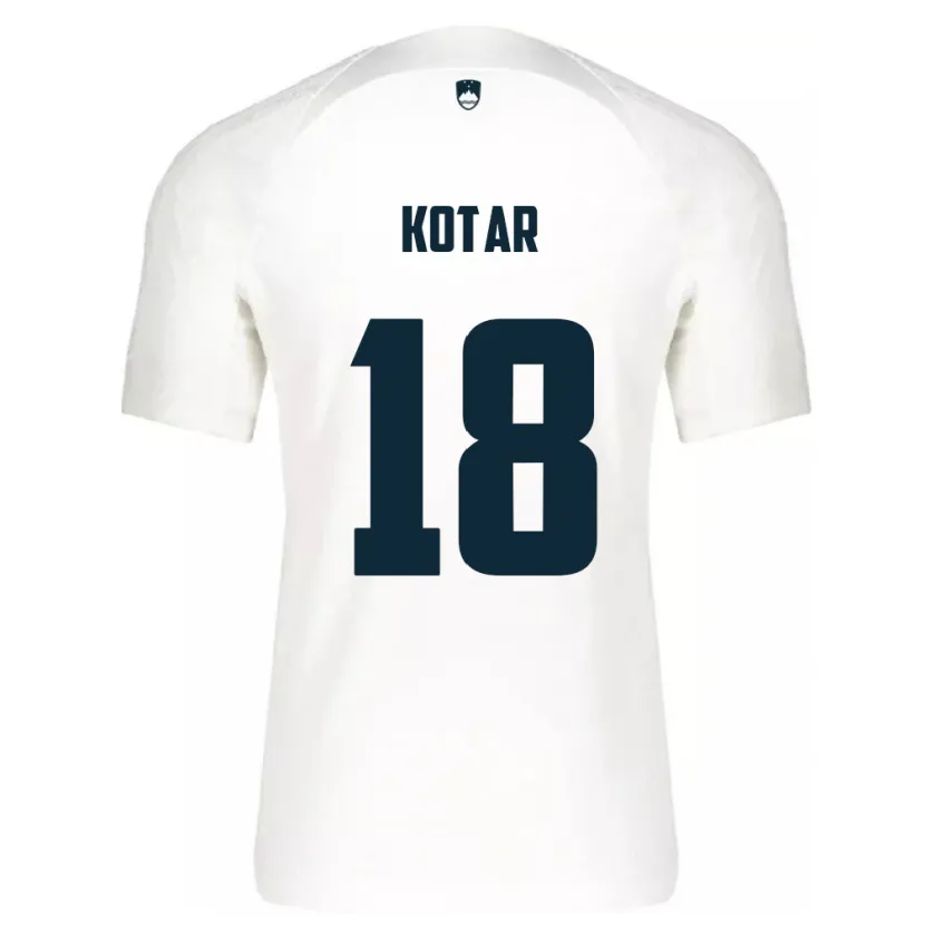 Danxen Enfant Maillot Slovénie Tristan Kotar #18 Blanc Tenues Domicile 24-26 T-Shirt