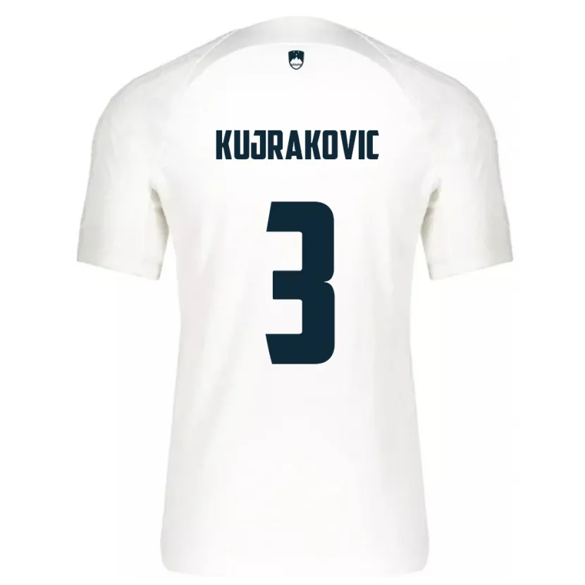 Danxen Enfant Maillot Slovénie Minel Kujrakovic #3 Blanc Tenues Domicile 24-26 T-Shirt