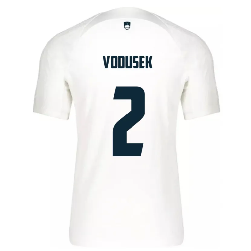 Danxen Enfant Maillot Slovénie Luka Vodusek #2 Blanc Tenues Domicile 24-26 T-Shirt