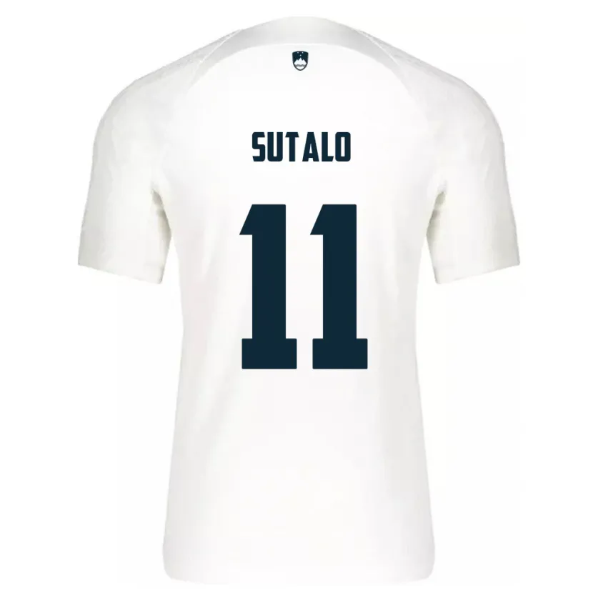 Danxen Enfant Maillot Slovénie Aleksej Sutalo #11 Blanc Tenues Domicile 24-26 T-Shirt