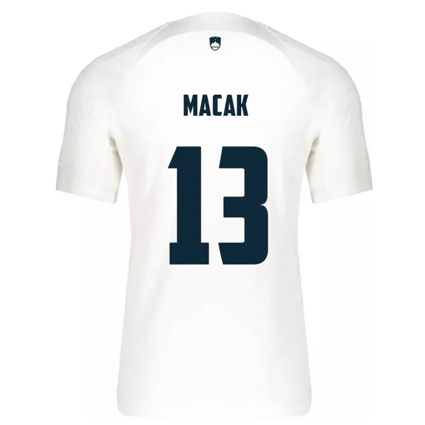 Danxen Enfant Maillot Slovénie Tian Macak #13 Blanc Tenues Domicile 24-26 T-Shirt