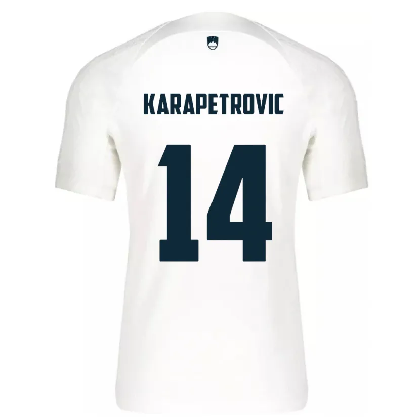 Danxen Enfant Maillot Slovénie Luka Karapetrovic #14 Blanc Tenues Domicile 24-26 T-Shirt