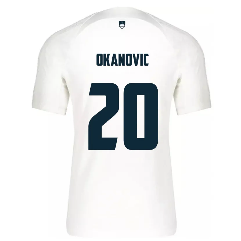 Danxen Enfant Maillot Slovénie Deen Okanovic #20 Blanc Tenues Domicile 24-26 T-Shirt