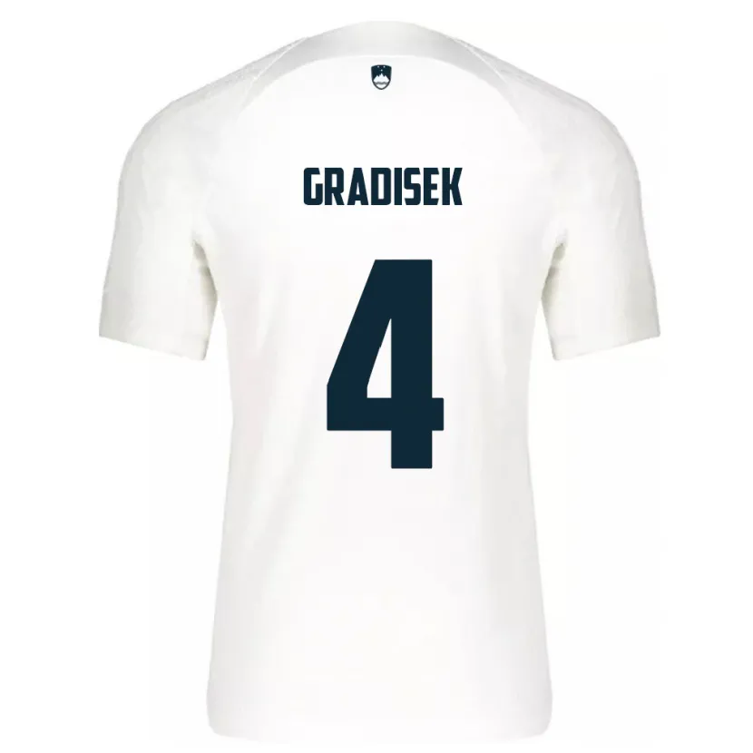 Danxen Enfant Maillot Slovénie Sara Gradišek #4 Blanc Tenues Domicile 24-26 T-Shirt