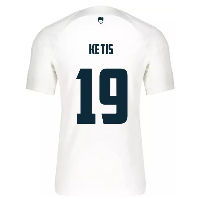 Danxen Enfant Maillot Slovénie Sara Ketiš #19 Blanc Tenues Domicile 24-26 T-Shirt