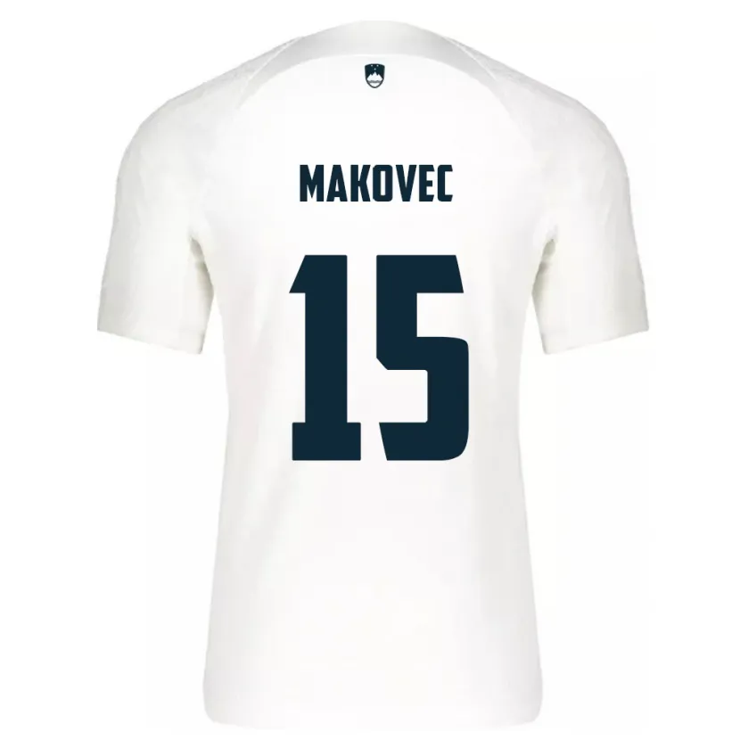 Danxen Enfant Maillot Slovénie Sara Makovec #15 Blanc Tenues Domicile 24-26 T-Shirt