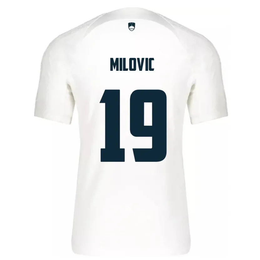 Danxen Enfant Maillot Slovénie Ana Milovič #19 Blanc Tenues Domicile 24-26 T-Shirt