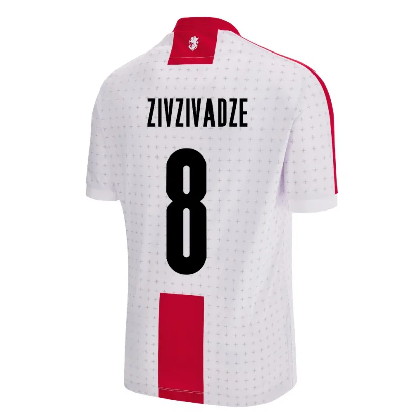 Danxen Enfant Maillot Géorgie Budu Zivzivadze #8 Blanc Tenues Domicile 24-26 T-Shirt
