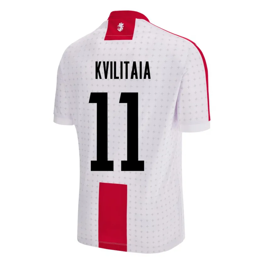 Danxen Enfant Maillot Géorgie Giorgi Kvilitaia #11 Blanc Tenues Domicile 24-26 T-Shirt