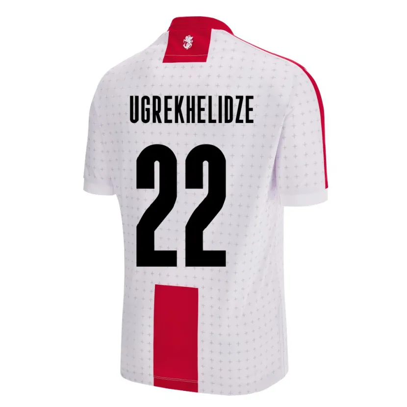 Danxen Enfant Maillot Géorgie Nikoloz Ugrekhelidze #22 Blanc Tenues Domicile 24-26 T-Shirt