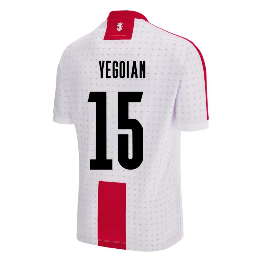 Danxen Enfant Maillot Géorgie Irakli Yegoian #15 Blanc Tenues Domicile 24-26 T-Shirt