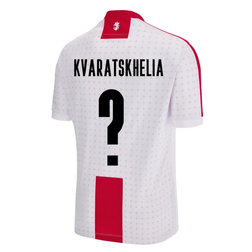 Danxen Enfant Maillot Géorgie Lasha Kvaratskhelia #0 Blanc Tenues Domicile 24-26 T-Shirt