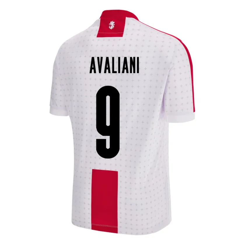 Danxen Enfant Maillot Géorgie Aleksandre Avaliani #9 Blanc Tenues Domicile 24-26 T-Shirt